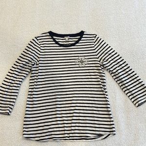 J.Crew beaded striped shirt 100% Cotton! Size M